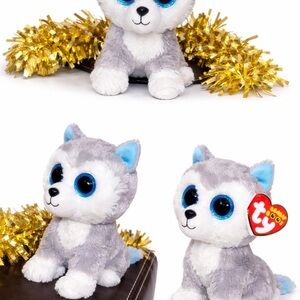Ty Beanie Boos Slush Husky Plush Dog Blue Eyes NWT With Tag